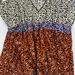 Leopard Print V-Neck coverup w adjustable waist